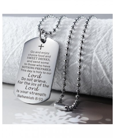 Christian Scripture Religious Dog Tag Necklace,Catholic Bible Verse Baptism Confirmation Sacrament Gifts Nehemiah 8:10 $7.25 ...