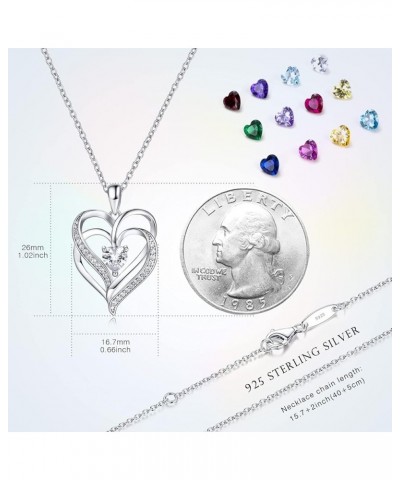 Birthstone Necklaces for Women 925 Sterling Silver Heart Necklaces for Women Graduation Gifts Anniversary Birthday Jewelry Gi...