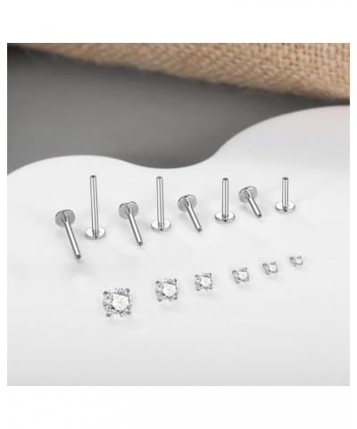 JIAFEI JOIE 16G Lip Rings Studs Surgical Steel Internally Threaded Labret CZ Tragus Medusa Monroe Piercing Jewelry, Sliver A ...