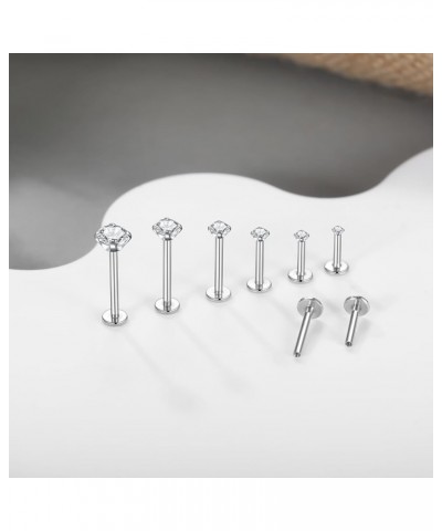 JIAFEI JOIE 16G Lip Rings Studs Surgical Steel Internally Threaded Labret CZ Tragus Medusa Monroe Piercing Jewelry, Sliver A ...