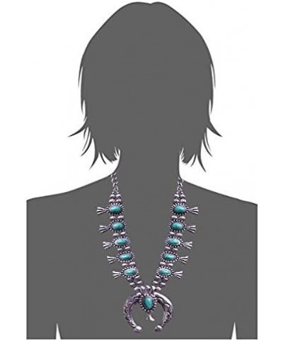 Turquoise Vintage Squash Blossom Metal Statement Necklace/w Earrings 531 $20.79 Necklaces