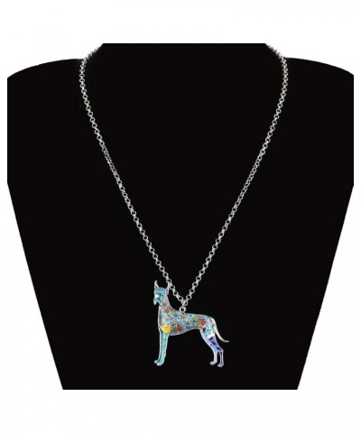 Great Dane Necklace Dog Charm Enamel Pendant for Women Girls Alloy Chain Fashion Jewelry Gift Blue $8.79 Necklaces