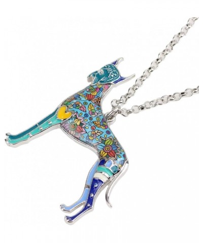 Great Dane Necklace Dog Charm Enamel Pendant for Women Girls Alloy Chain Fashion Jewelry Gift Blue $8.79 Necklaces