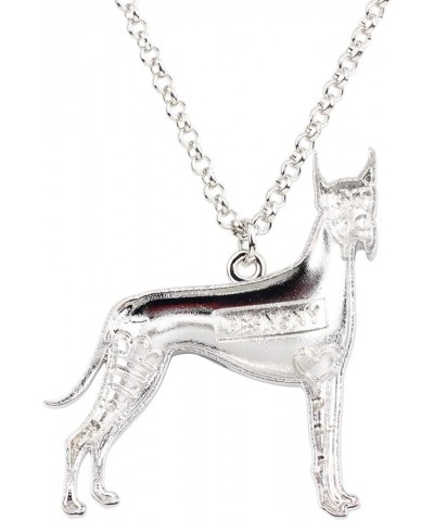 Great Dane Necklace Dog Charm Enamel Pendant for Women Girls Alloy Chain Fashion Jewelry Gift Blue $8.79 Necklaces