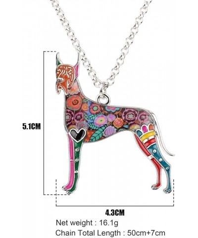 Great Dane Necklace Dog Charm Enamel Pendant for Women Girls Alloy Chain Fashion Jewelry Gift Blue $8.79 Necklaces