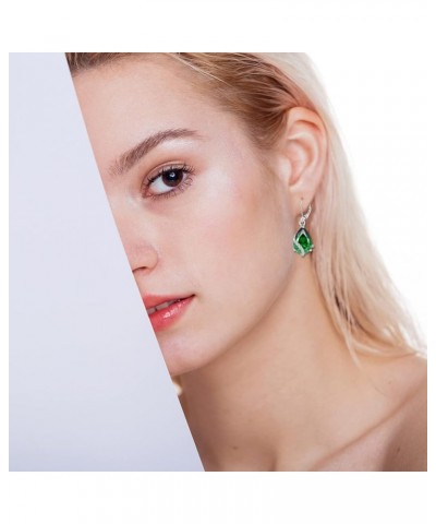 Dangle Drop Earrings 925 Sterling Silver Teardrop Birthstone Leverback Earrings for Women Birthday Anniversary 05-May-Emerald...