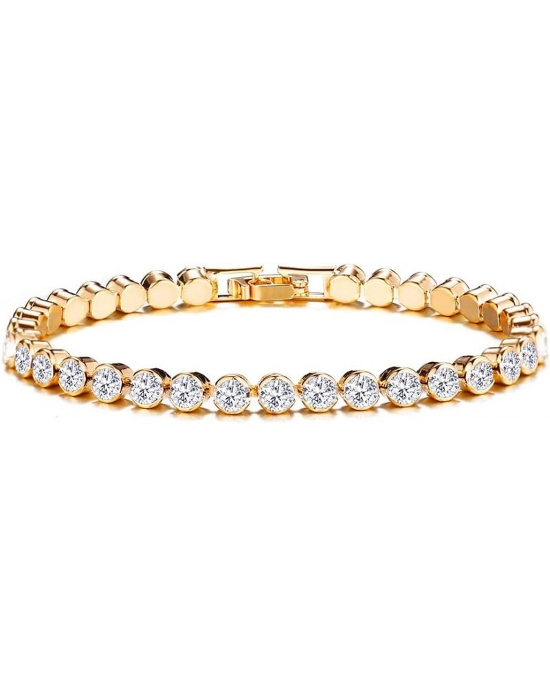 Gold Plated Bracelets Silver Chain Bracelet Cubic Zirconia Tennis Bracelets for Women Rhinestones Bracelet for Women gold $7....