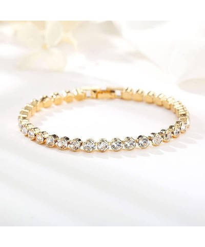 Gold Plated Bracelets Silver Chain Bracelet Cubic Zirconia Tennis Bracelets for Women Rhinestones Bracelet for Women gold $7....