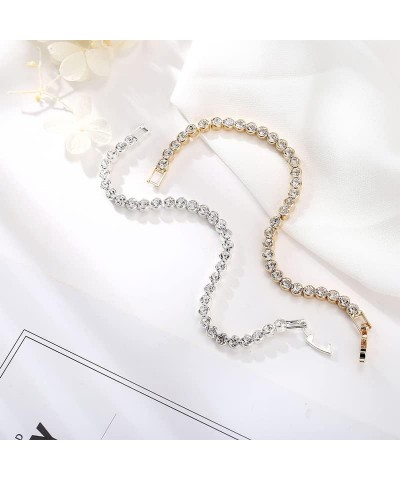 Gold Plated Bracelets Silver Chain Bracelet Cubic Zirconia Tennis Bracelets for Women Rhinestones Bracelet for Women gold $7....