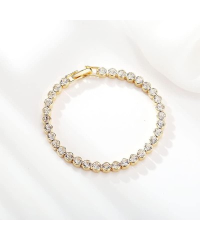 Gold Plated Bracelets Silver Chain Bracelet Cubic Zirconia Tennis Bracelets for Women Rhinestones Bracelet for Women gold $7....