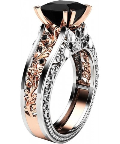 Separation Engagement Ring Rose Color Fashion Wedding Gold Women Floral Rings Costume Ring (Black, 7) Black 7 $9.54 Bracelets