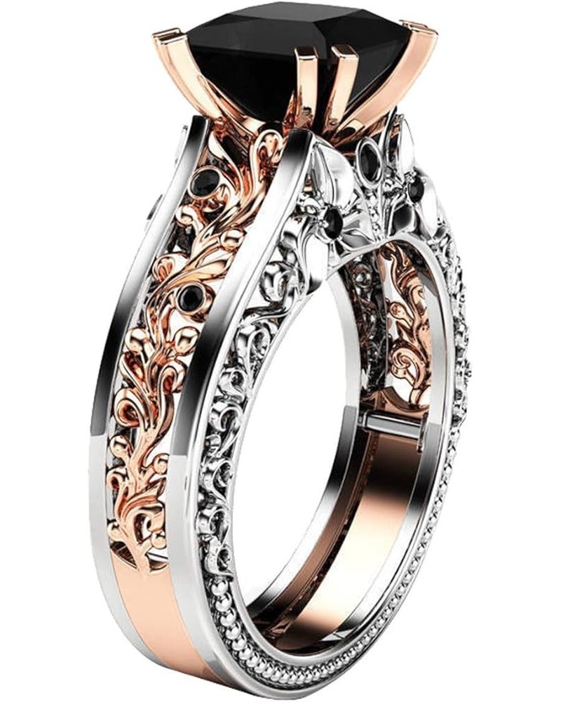 Separation Engagement Ring Rose Color Fashion Wedding Gold Women Floral Rings Costume Ring (Black, 7) Black 7 $9.54 Bracelets