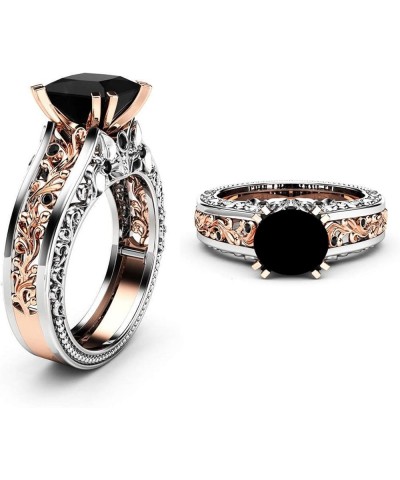 Separation Engagement Ring Rose Color Fashion Wedding Gold Women Floral Rings Costume Ring (Black, 7) Black 7 $9.54 Bracelets