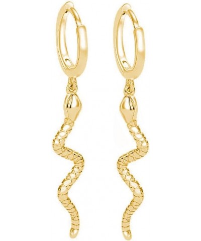 Sterling Silver Snake Hoop Earrings for Women Teen Girls Snake Small Hoop Earrings for Men B-Gold $11.33 Earrings