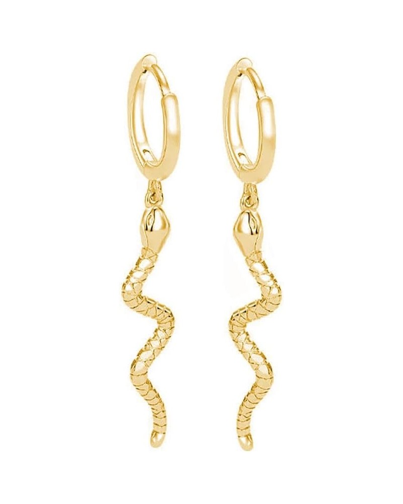 Sterling Silver Snake Hoop Earrings for Women Teen Girls Snake Small Hoop Earrings for Men B-Gold $11.33 Earrings