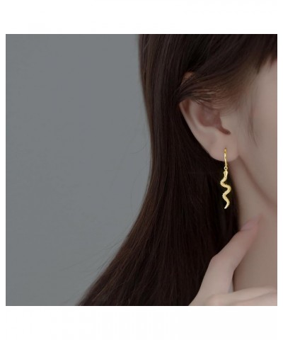 Sterling Silver Snake Hoop Earrings for Women Teen Girls Snake Small Hoop Earrings for Men B-Gold $11.33 Earrings