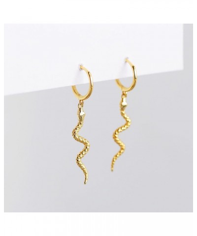 Sterling Silver Snake Hoop Earrings for Women Teen Girls Snake Small Hoop Earrings for Men B-Gold $11.33 Earrings