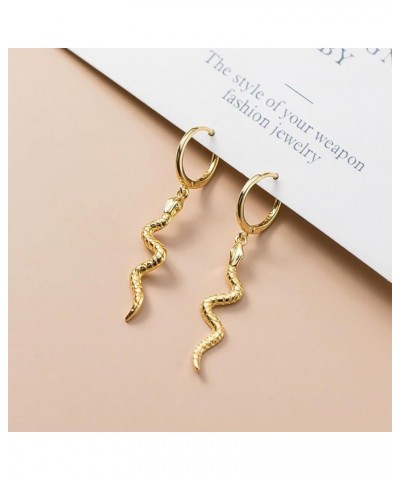 Sterling Silver Snake Hoop Earrings for Women Teen Girls Snake Small Hoop Earrings for Men B-Gold $11.33 Earrings