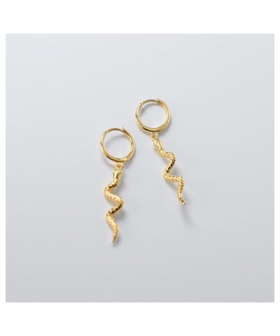 Sterling Silver Snake Hoop Earrings for Women Teen Girls Snake Small Hoop Earrings for Men B-Gold $11.33 Earrings