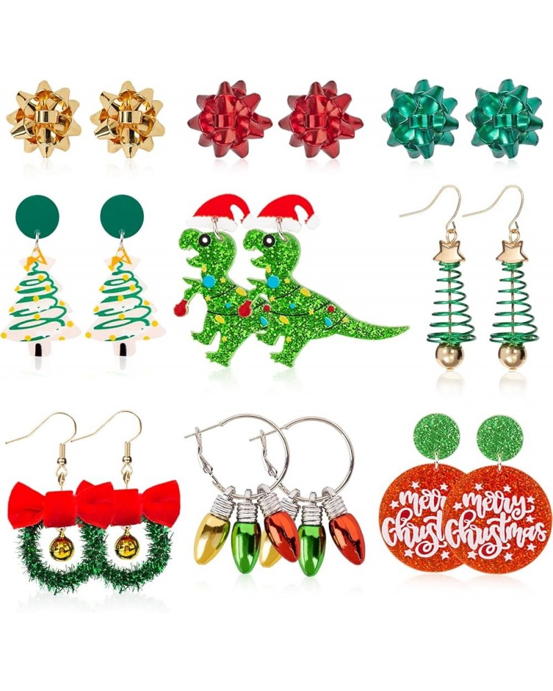 9-18 Pairs Women Christmas Earring Set, Cute Festive Jewelry Hypoallergenic Christmas Gifts for Kids Teens Girls (9 Pairs B S...