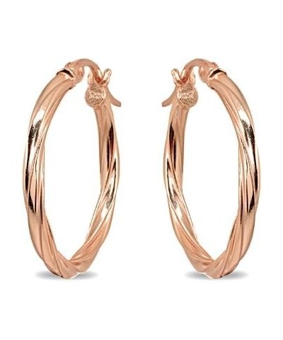 Rose Gold Flash Sterling Silver Twist Round Hoop Earrings for Women Girls (2x15mm - 50mm Diameter) 15mm (about 3/5") $9.53 Ea...