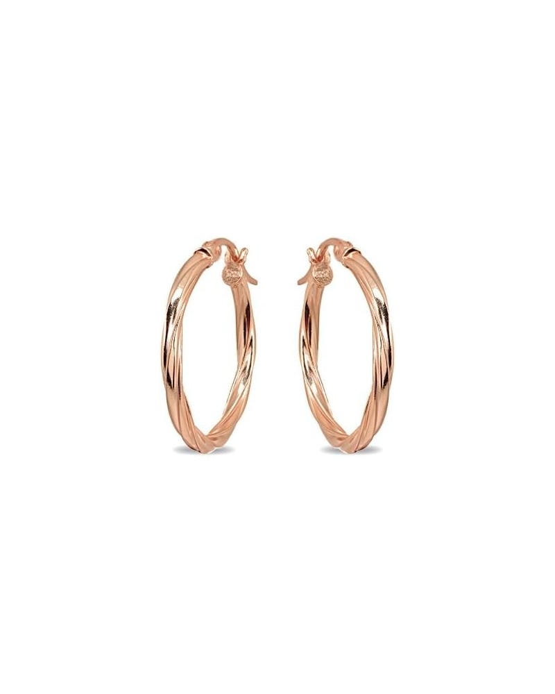 Rose Gold Flash Sterling Silver Twist Round Hoop Earrings for Women Girls (2x15mm - 50mm Diameter) 15mm (about 3/5") $9.53 Ea...