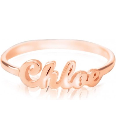 Personalized Name Ring Custom Tiny Initial Name Ring Promise Ring For Her Rose Gold Plated Sterling Silver $19.23 Rings