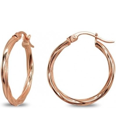 Rose Gold Flash Sterling Silver Twist Round Hoop Earrings for Women Girls (2x15mm - 50mm Diameter) 15mm (about 3/5") $9.53 Ea...