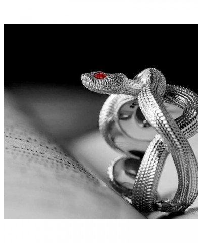 Retro Silver Snake Ring,S925 Sterling Silver Cool Punk Gothic Biker Cocktail Party Spiral Twisted Wrap Snake Ring Jewelry for...