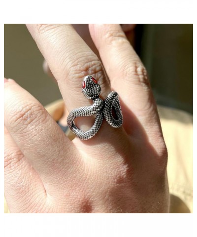 Retro Silver Snake Ring,S925 Sterling Silver Cool Punk Gothic Biker Cocktail Party Spiral Twisted Wrap Snake Ring Jewelry for...