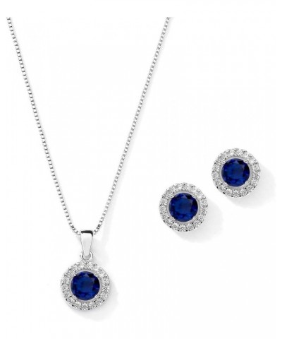 Bridal Wedding Necklace Set, Cubic Zirconia Pendant Necklace and Stud Earring, Bridal Jewelry Set Sapphire $15.36 Jewelry Sets