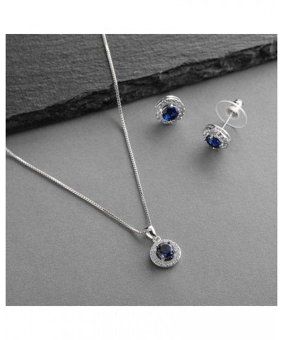 Bridal Wedding Necklace Set, Cubic Zirconia Pendant Necklace and Stud Earring, Bridal Jewelry Set Sapphire $15.36 Jewelry Sets