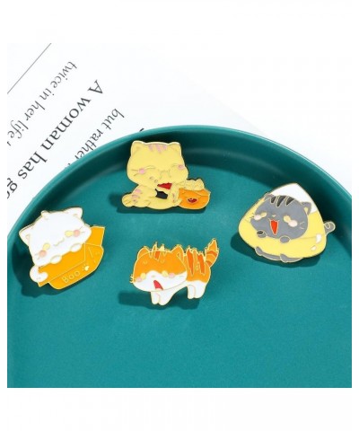 4pcs Enamel Cat Pins Brooches Cartoon Animal Funny Pins Kawaii Women Kids Cloths BackpacScarf Accessories Badge Metal Jewelry...