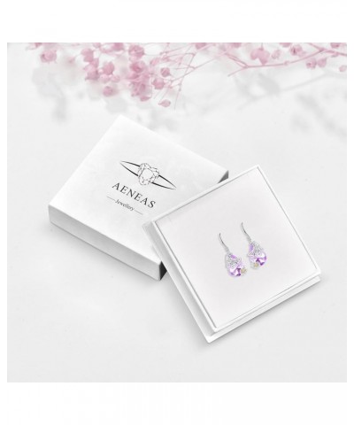 Butterfly Earrings 925 Sterling Silver Purple Crystal Butterfly Dangle Earrings Hypoallergenic Amethyst Butterfly Jewelry Gif...