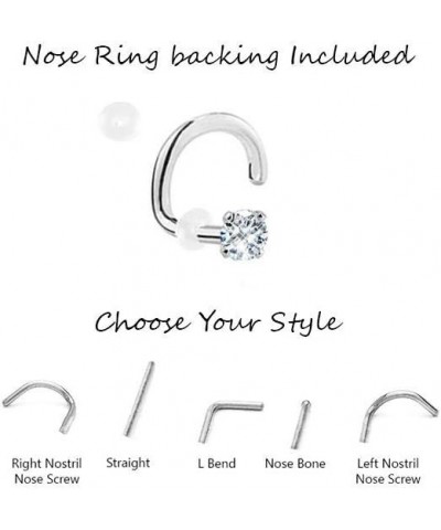 Gold-Tone 316L Surgical Steel Nose Stud Ring Clear CZ Prong Choose Your Size, Style & Gauge 2mm-20G-Lbend $9.50 Body Jewelry