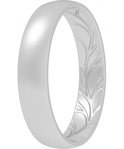 Women Silicone Wedding Bands, Breathable Leaf Cross Pattern Wedding Rings - 4mm Wide Silver A 9.5 - 10 (19.8mm) $9.17 Bracelets