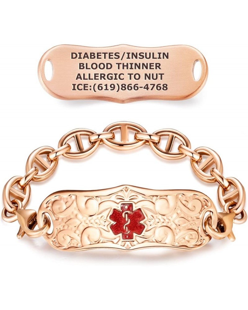 Signature Custom Engraved Medical Alert ID Bracelet for Woman – Style 8.5 Inches Grace / TP Red $30.75 Bracelets