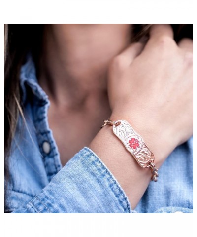 Signature Custom Engraved Medical Alert ID Bracelet for Woman – Style 8.5 Inches Grace / TP Red $30.75 Bracelets