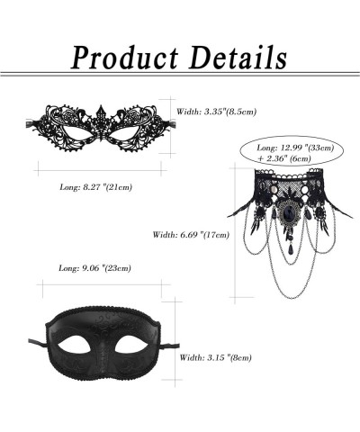 Black Lace Choker Necklace Gothic Masquerade Mask Set for Women Cocktail Party Cosplay Costume Accessories Set1 $10.44 Necklaces