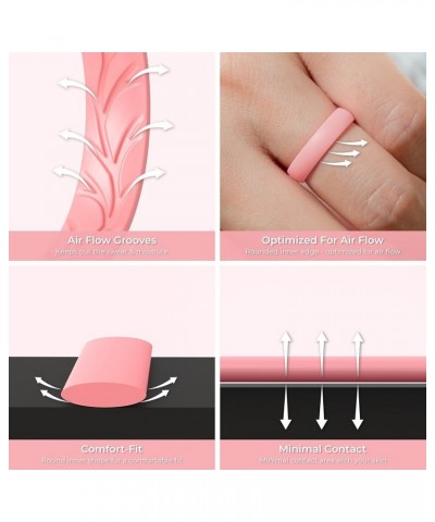 Women Silicone Wedding Bands, Breathable Leaf Cross Pattern Wedding Rings - 4mm Wide Silver A 9.5 - 10 (19.8mm) $9.17 Bracelets