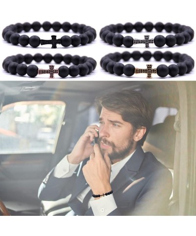 Beaded Bracelets Bracelets for Men Women His and Hers Couples Bracelets Elastic Adjustable Mens Bracelet J $5.21 Bracelets