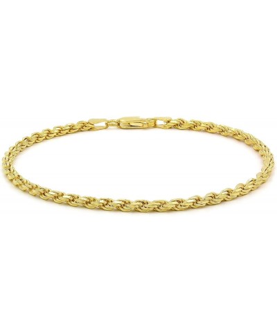 925 Italian Sterling Silver 1mm - 5.5mm Solid Rope Diamond Cut Chain, Yellow Gold Plated Link Necklace or Bracelet 3mm (Brace...