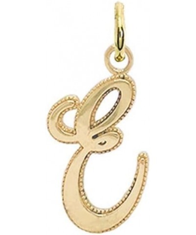 Solid 14k Gold Personalized Cursive-Style"A-Z" Initial Pendant (Size S/M/L) Large (E) Yellow Gold $66.70 Pendants