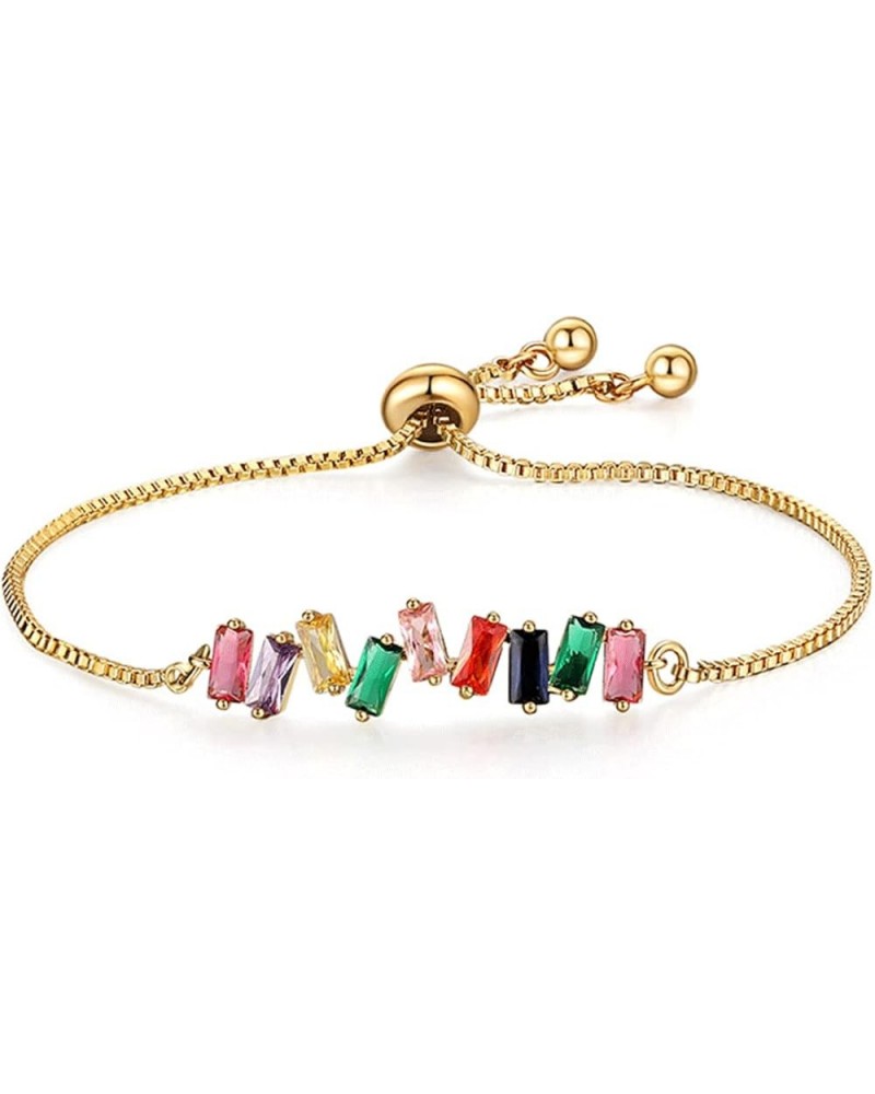 Tennis Bracelets for Women 14K Gold Plated Adjustable Bracelet CZ Colorful Charm Zirconia Bracelets Aesthetic Charm Jewelry G...