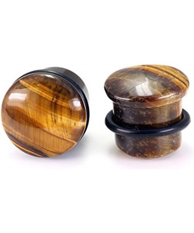 Organic Tiger's Eye Stone Single Sided Flare Ear Plugs with O-ring (1 Pair) (A/2/2/29) 1/2" (13mm) $8.56 Body Jewelry