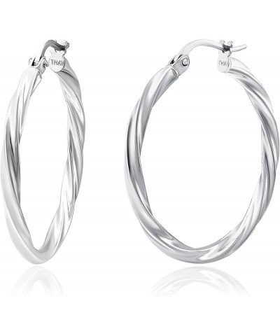 Sterling Silver Twist Hoop Earrings with Click-Top Tube Size 2.0mm White Gold 35.0 Millimeters $15.59 Earrings