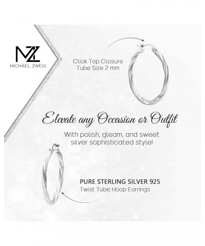 Sterling Silver Twist Hoop Earrings with Click-Top Tube Size 2.0mm White Gold 35.0 Millimeters $15.59 Earrings