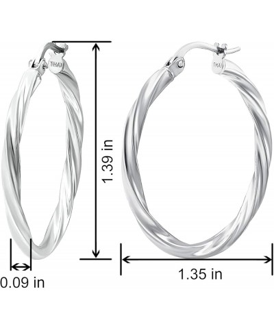 Sterling Silver Twist Hoop Earrings with Click-Top Tube Size 2.0mm White Gold 35.0 Millimeters $15.59 Earrings