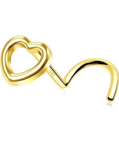 MeIighting Gold Nose Stud 20G Heart Nose Ring 14K Solid Gold Star Nose Piercing Jewelry for Women Real Gold Nose Screw Pierci...