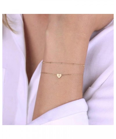 Mothers Day Gifts for Mom from Daughter, Layered Heart Initial Bracelets, 18K Gold Plated Initial Heart Bracelets, Gifts for ...